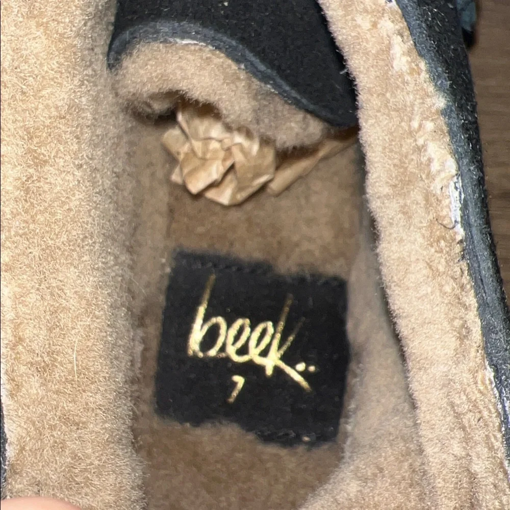 Free People BEEK Penguin Shearling-Lined Booties Ankle Boots Black Suede US 7